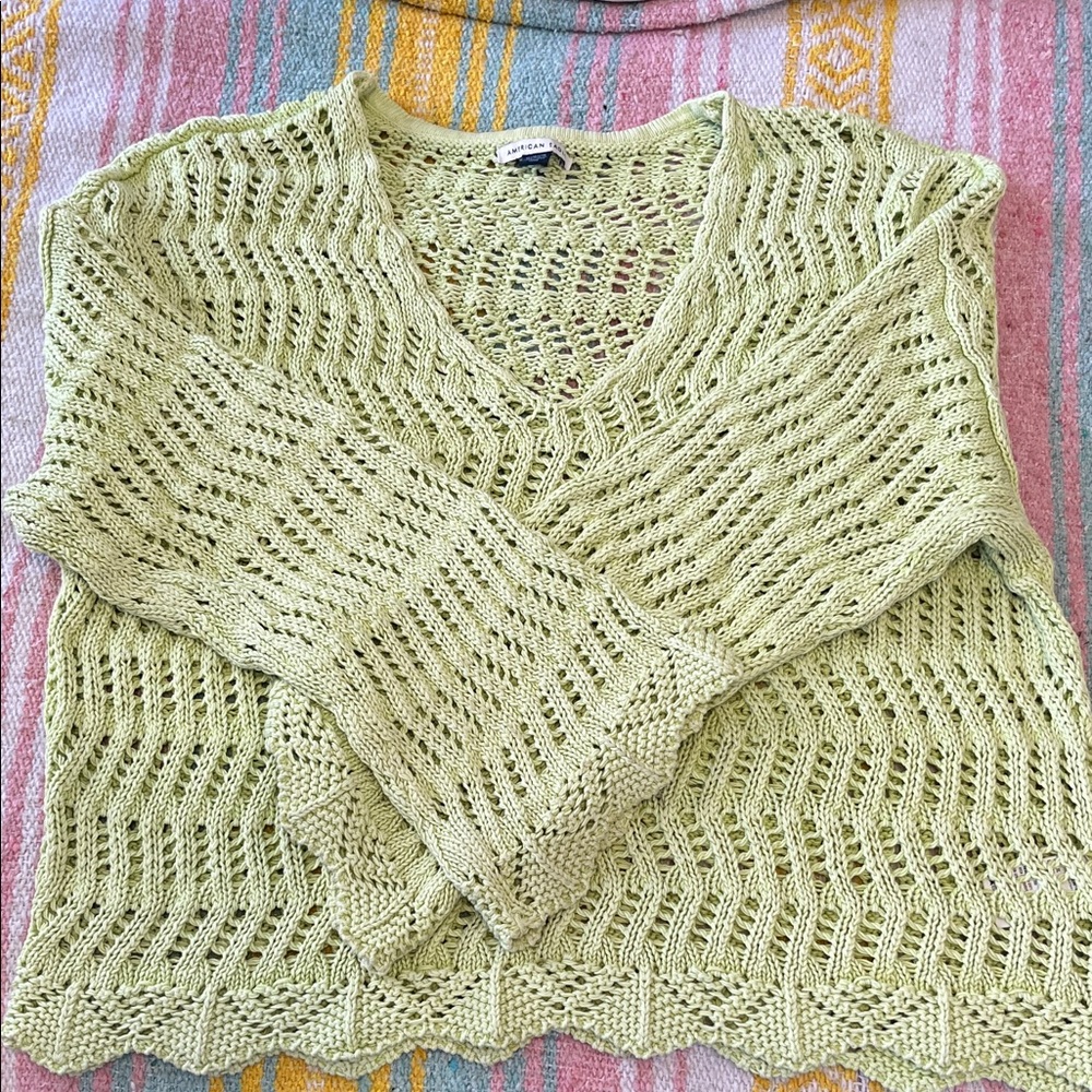 American Eagle Outfitters V-Neck Sweater - Soft Green